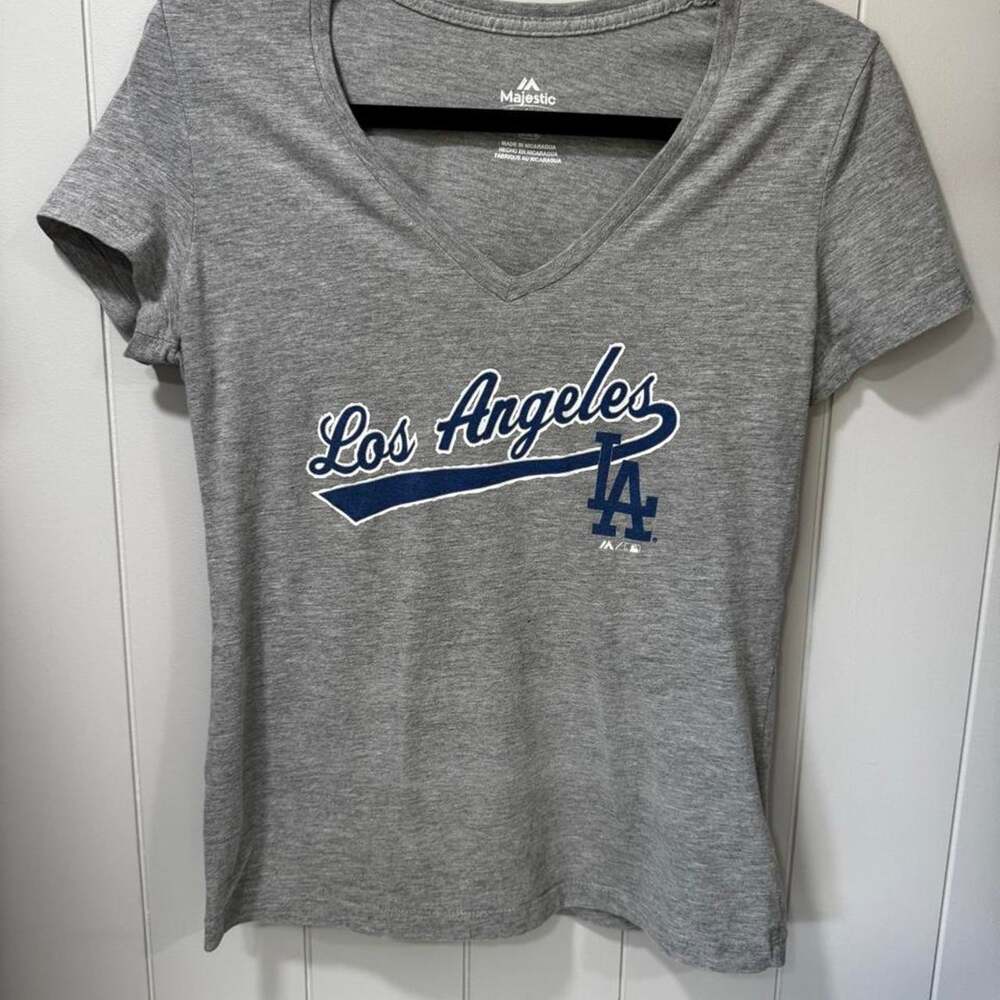 Majestic Athletic Los Angeles Dodgers gray v-neck tee